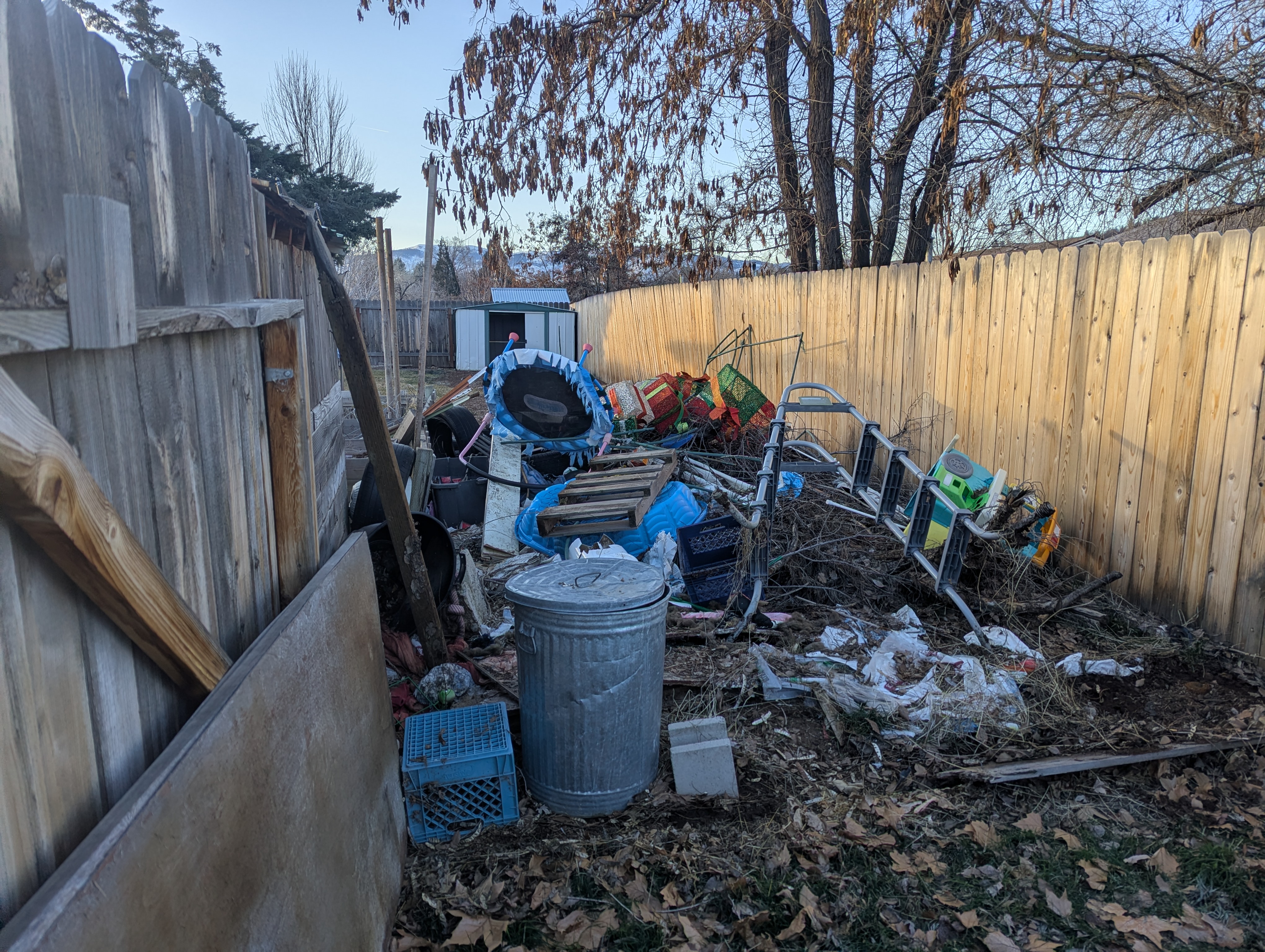 Fire hazard prior to junk and debris cleanup